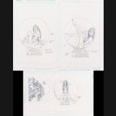 RANDY QUEEN ORIGINAL COMIC ART - JENNA JAMESON 3 x SNOW GLOBE DESIGNS