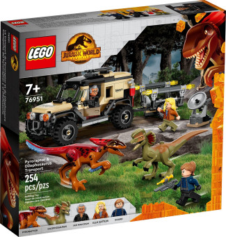 LEGO JURASSIC WORLD 76951 PYRORAPTOR AND DILOPHOSAURUS TRANSPORT