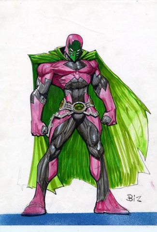 SIMON BISLEY ORIGINAL COMIC ART - COLOUR CHARACTER DESIGN
