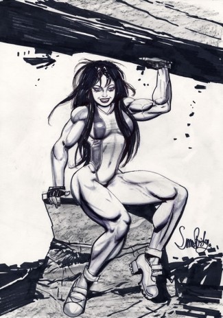 Simon Bisley Comic Art - Large She-Hulk Sketch