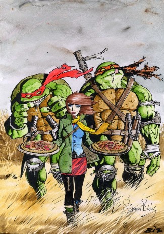 Simon Bisley Original Comic Art - Teenage Mutant Ninja Turtles #45 Motor City Original Cover Art