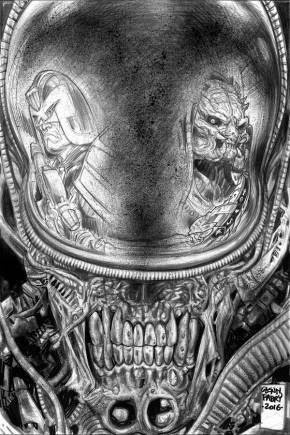 PREDATOR VS JUDGE DREDD VS ALIENS #2 FABRY PENCILS 1 IN 10 INCENTIVE VARIANT COVER