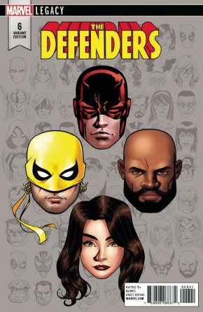 DEFENDERS #6 (2017 SERIES) LEGACY MCKONE HEADSHOT 1 IN 10 INCENTIVE VARIANT 