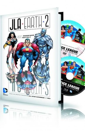 JLA EARTH 2 HARDCOVER AND DVD BLU RAY SET