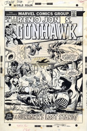 Dick Ayers Original ComicArt - The Gunhawks #7 Cover Art