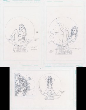 Randy Queen Original Art - Jenna Jameson 3 x Snow Globe Designs