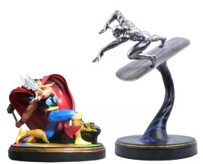 MARVEL PREMIER COLLECTION COMIC SILVER SURFER AND THOR STATUES + ALL BOXES NEW